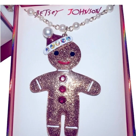 NWT ⚜️♥️⚜️ BETSEY JOHNSON GINGERBREAD NECKLACE - Picture 8 of 15